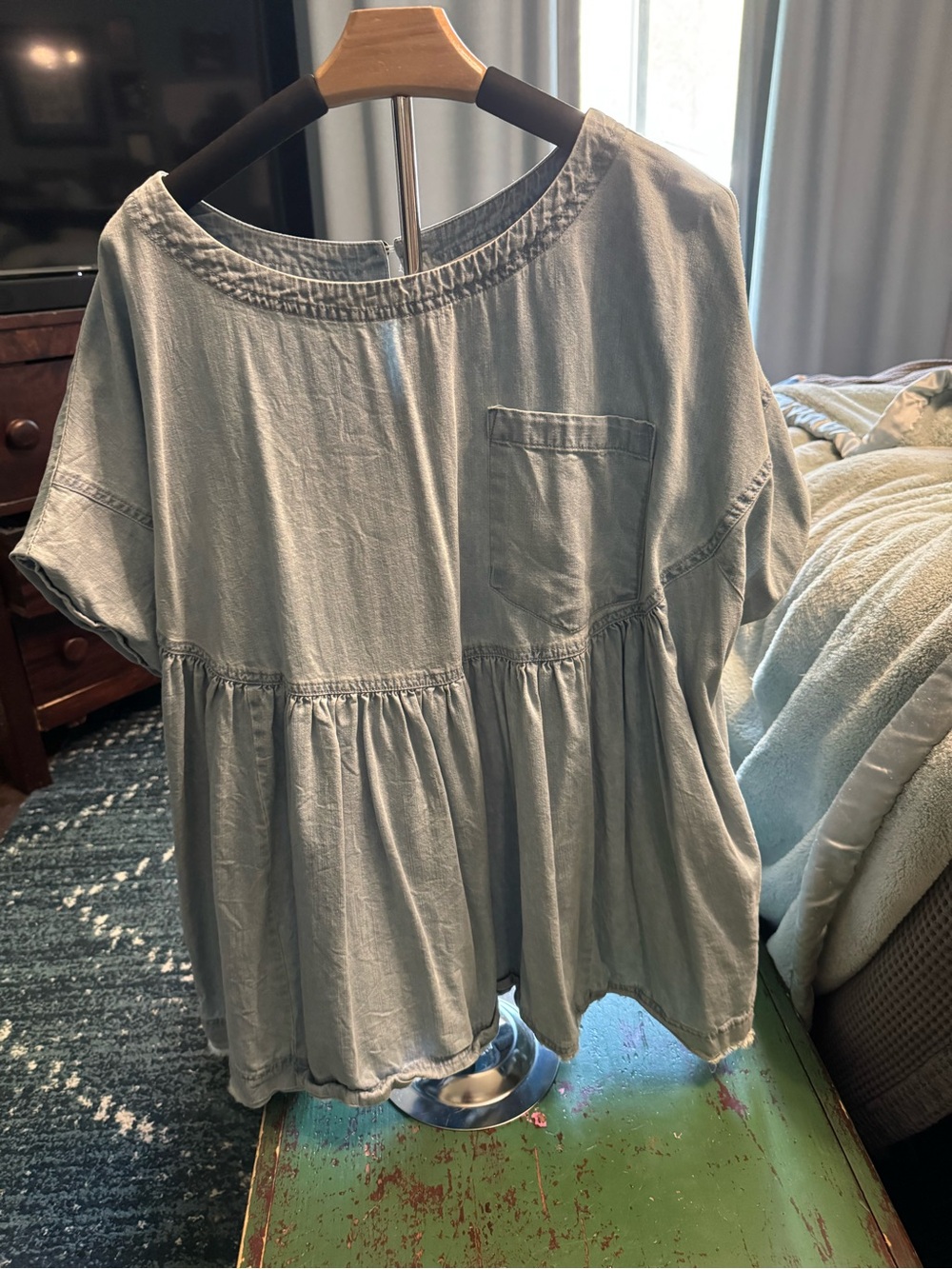 We The Free Light Blue Denim Top